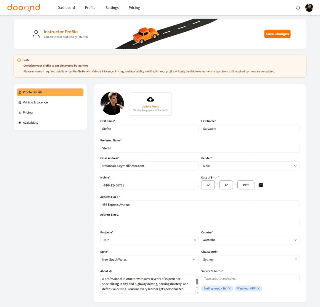 Profile showcase